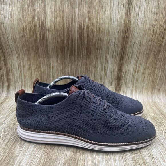 Cole Haan Original Grand Men's Size 9.5 M‎ Grey Wingtip Oxford Shoes Knit C27961 - Picture 1 of 9